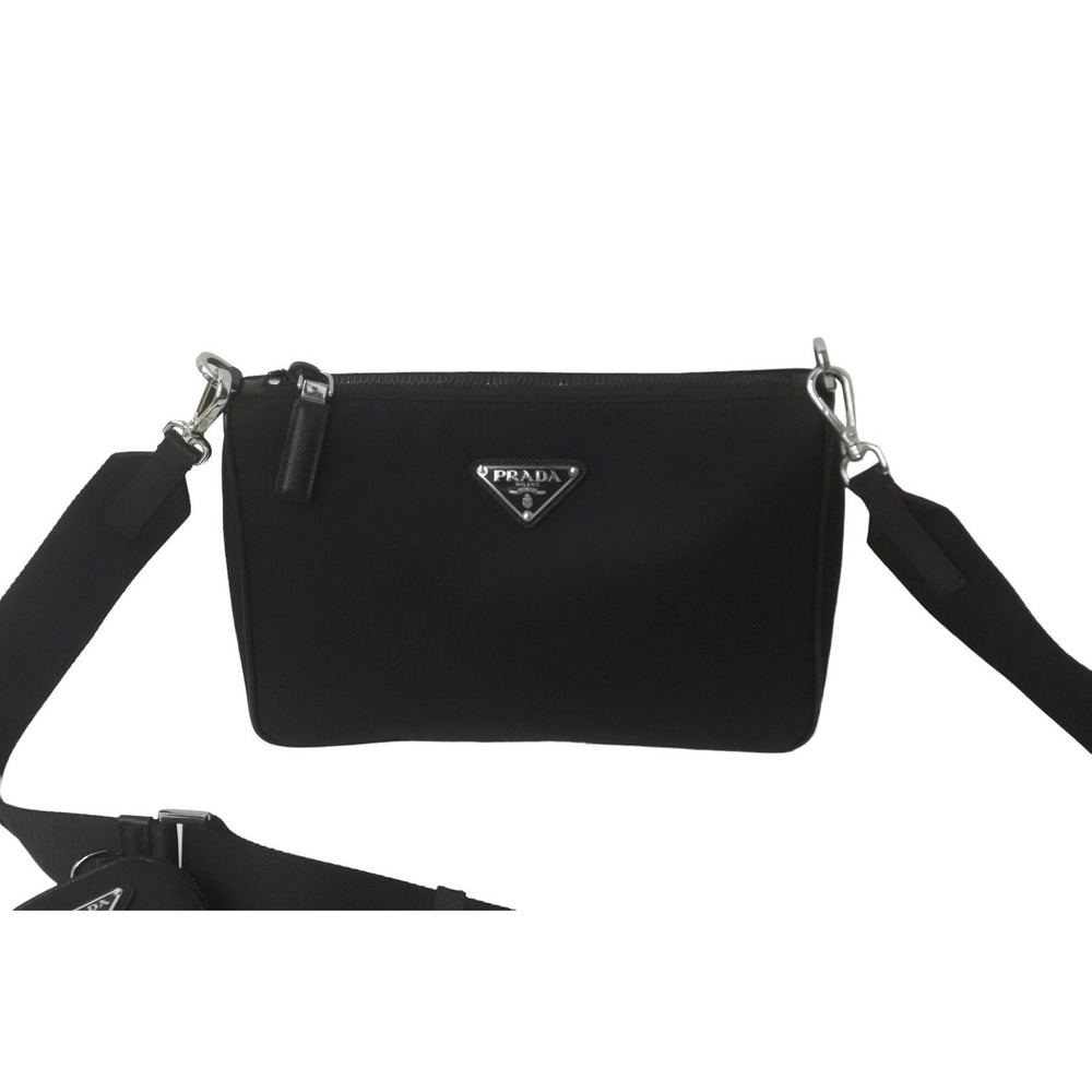Prada black Renylon Crossbody bag triangle logo